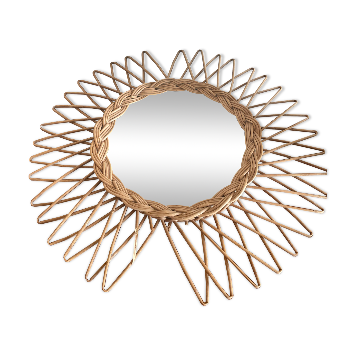 Rattan sun mirror