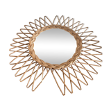 Miroir soleil en rotin