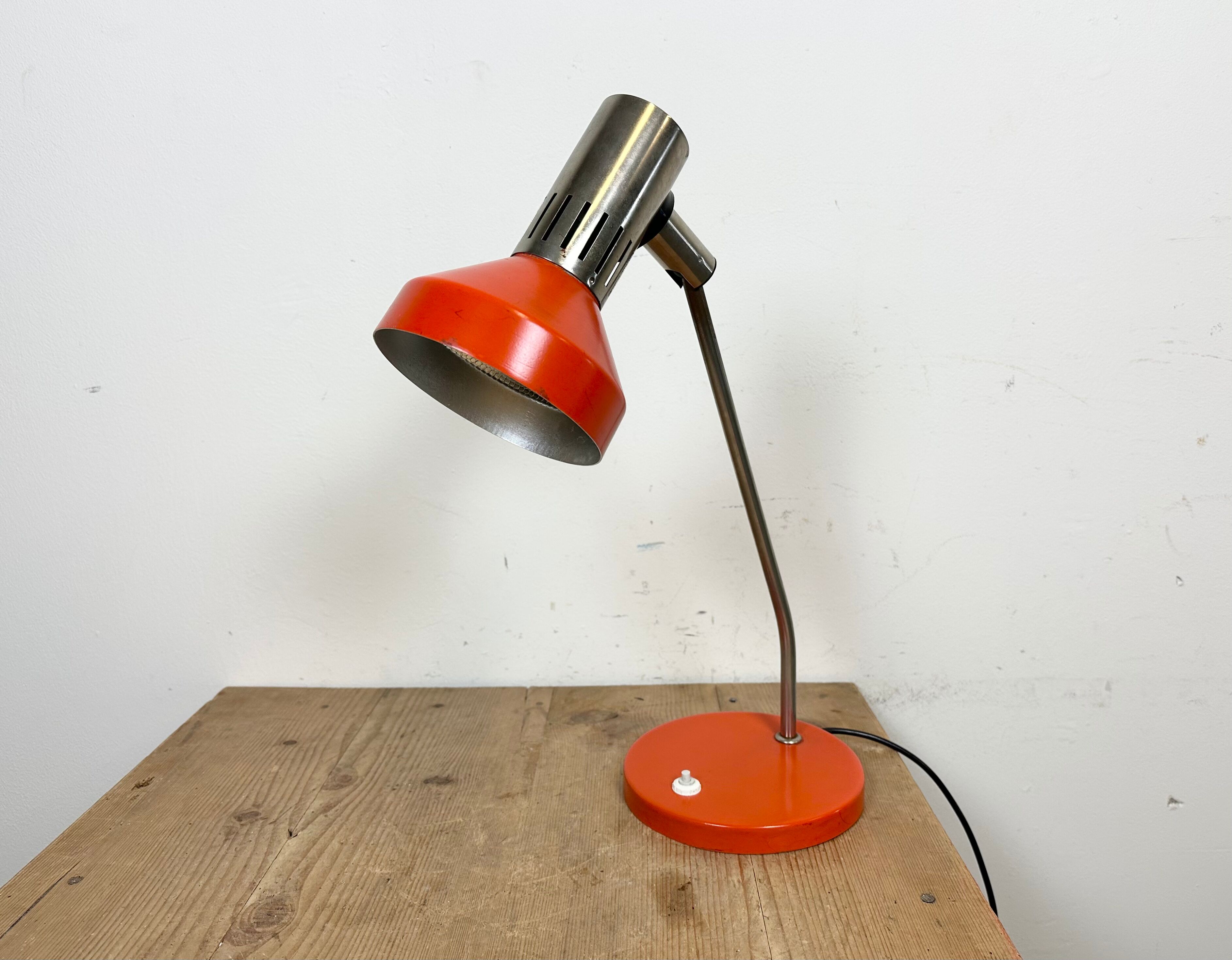 Vintage orange east german table lamp from aka leuchten, 1970s