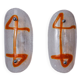 Pair of XL wall lights by Murano Mazzega in orange frosted glass Italy 1970