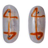 Pair of XL wall lights by Murano Mazzega in orange frosted glass Italy 1970