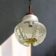 Teak wood and Mazzega style glass pendant lamp