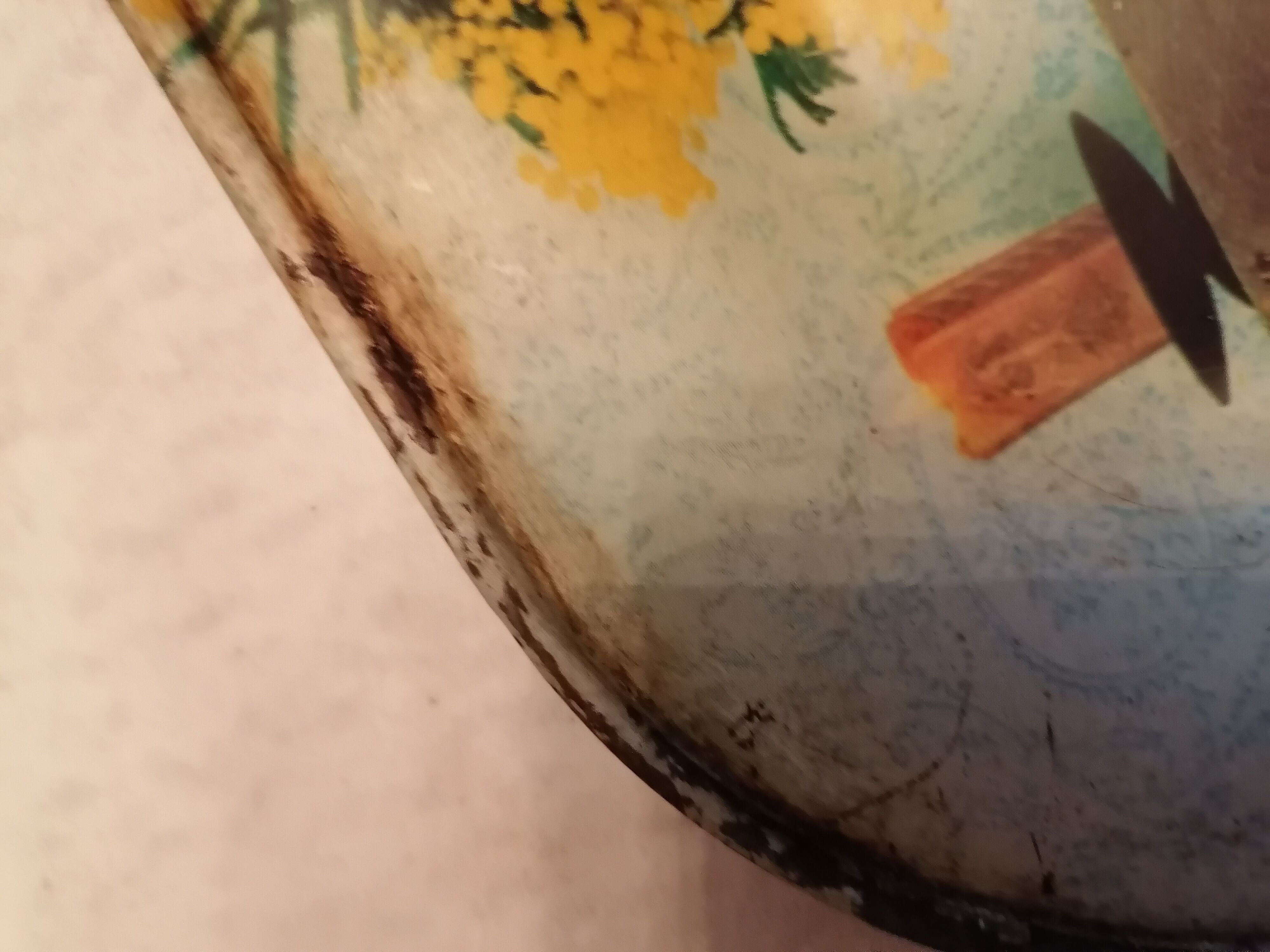 Plate meal sheet metal 1960 signed Clément