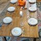 XXL solid oak farmhouse table 260x100 patinated two drawers