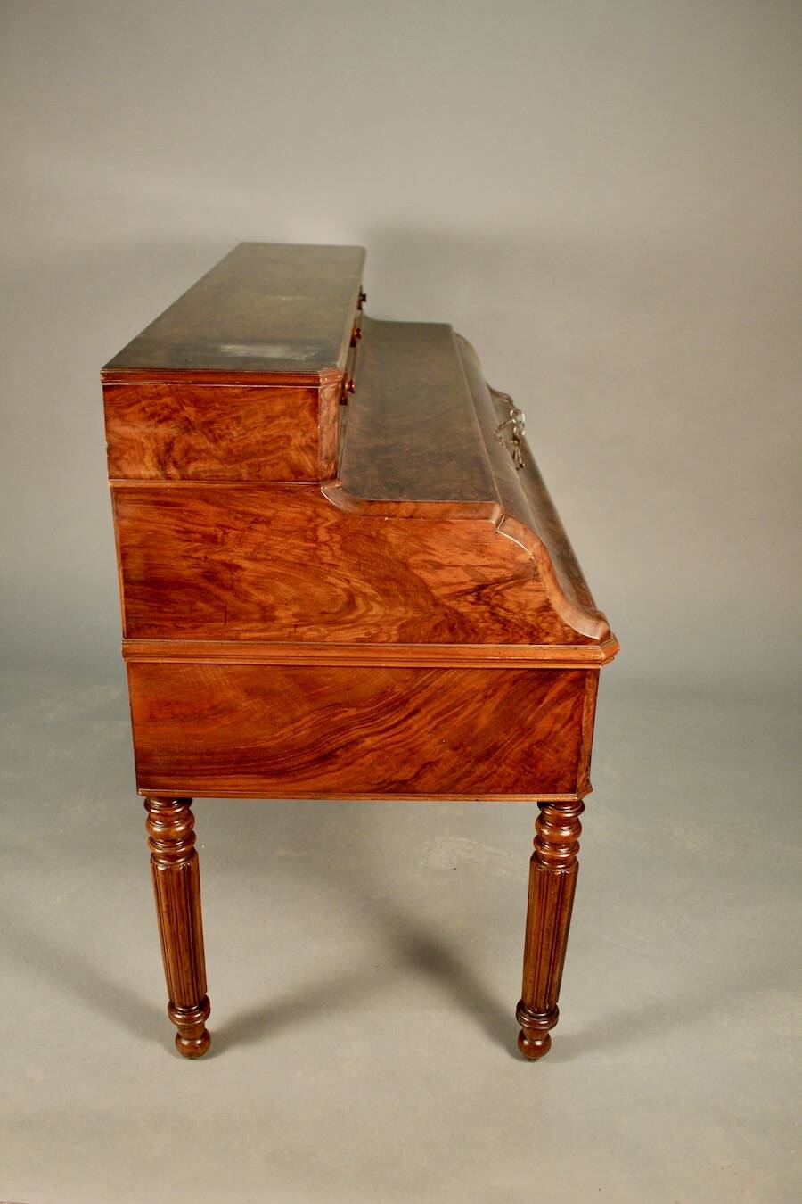19th century walnut and burl walnut stepped desk