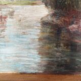 Oil on hardboard, riverside