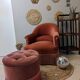 Fauteuil crapaud velours rose