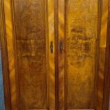 Antique Biedermeier style walnut wardrobe – Gendarme hat pediment