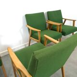 Set of 6 groene eetkamerstoelen met beukenhout