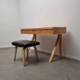 Set of Dutch modern dressing table and stool in birch plywood by Cees Braakman for Pastoe, 1951