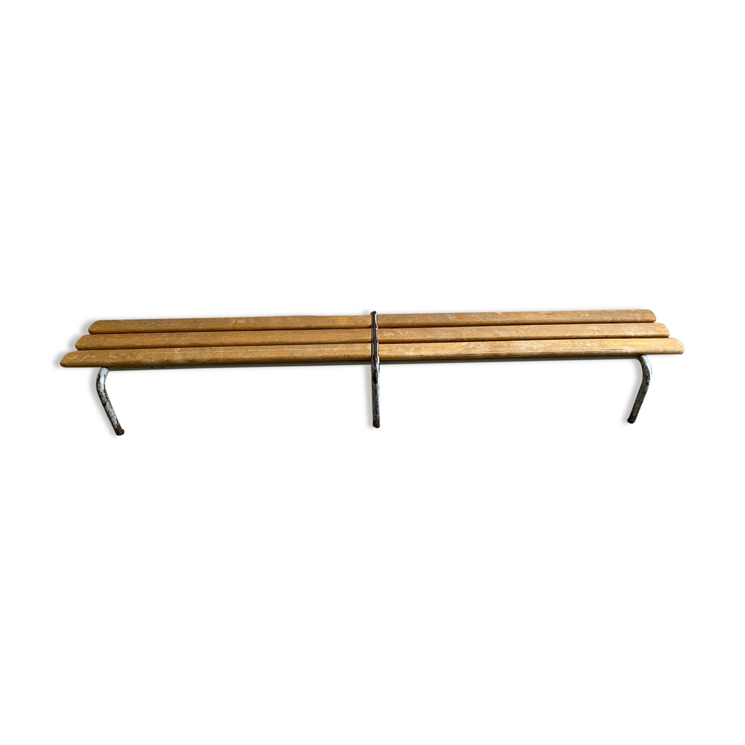 Vintage kindergarten bench wood & metal lacquered
