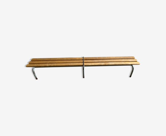 Banc d'école maternelle vintage bois & métal laqué