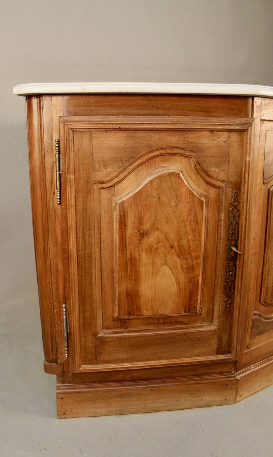 19th century walnut corner cupboard with Carrara marble top