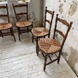 Set of rustic Provençal mulched chairs