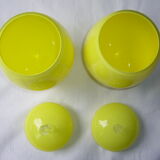 vintage yellow opaline covered jars