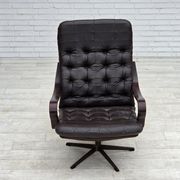 1970s, Scandinavian swivel armchair, original patchwork furniture leather.