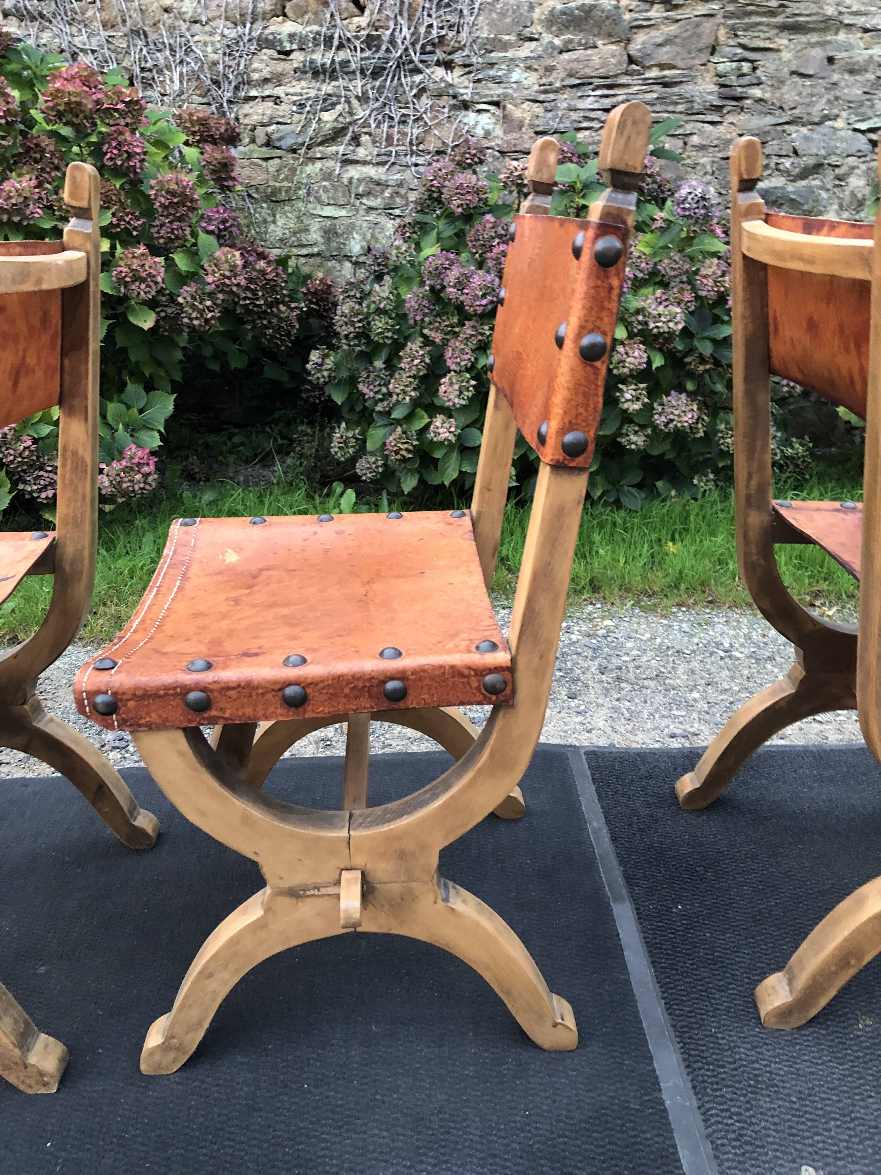 Set of 4 vintage brutalist chairs by Bram Sprij, Netherlands 1960s. in beech.
