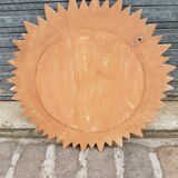 Miroir " Soleil" en bois sculpté et cérusé 74cm
