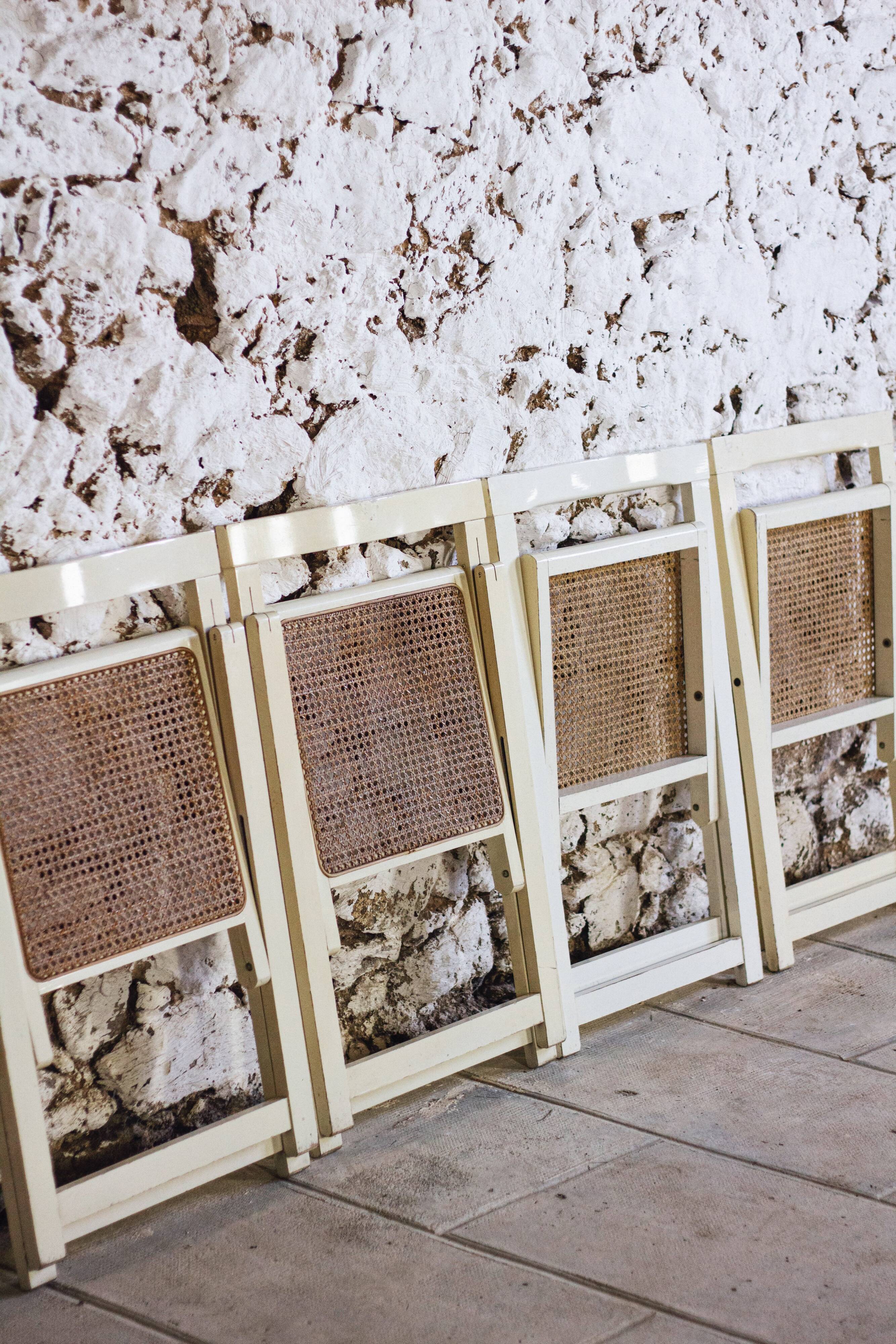 4 vintage folding cane chairs