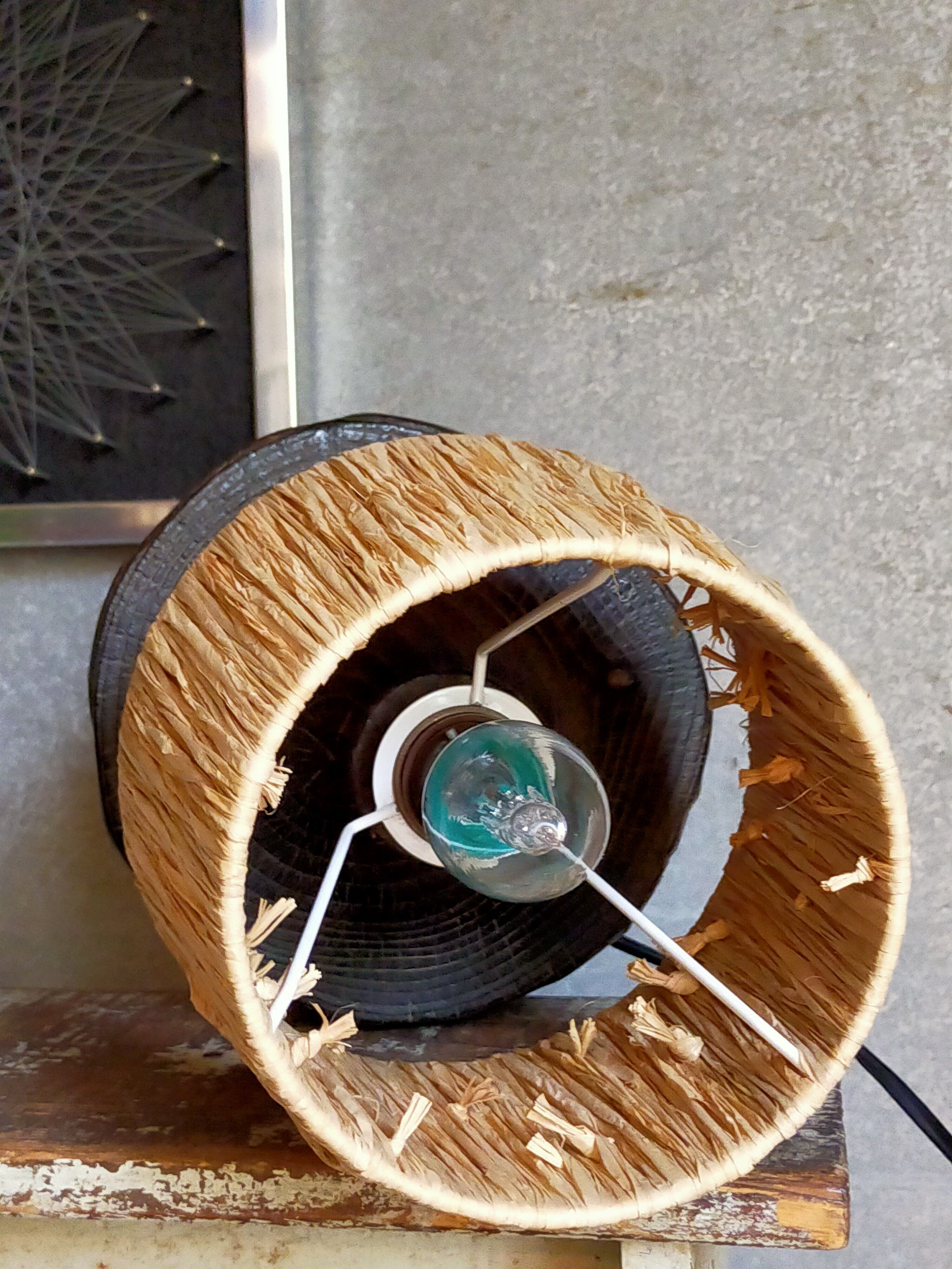 Brutalist free-form lamp in solid wood 60s