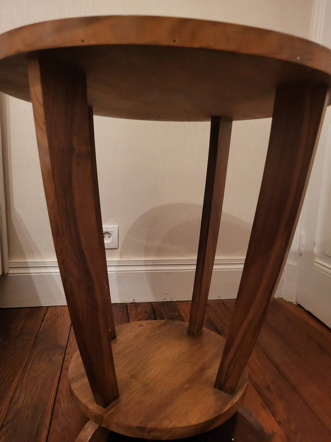 Pedestal table, round Art Deco wooden side table