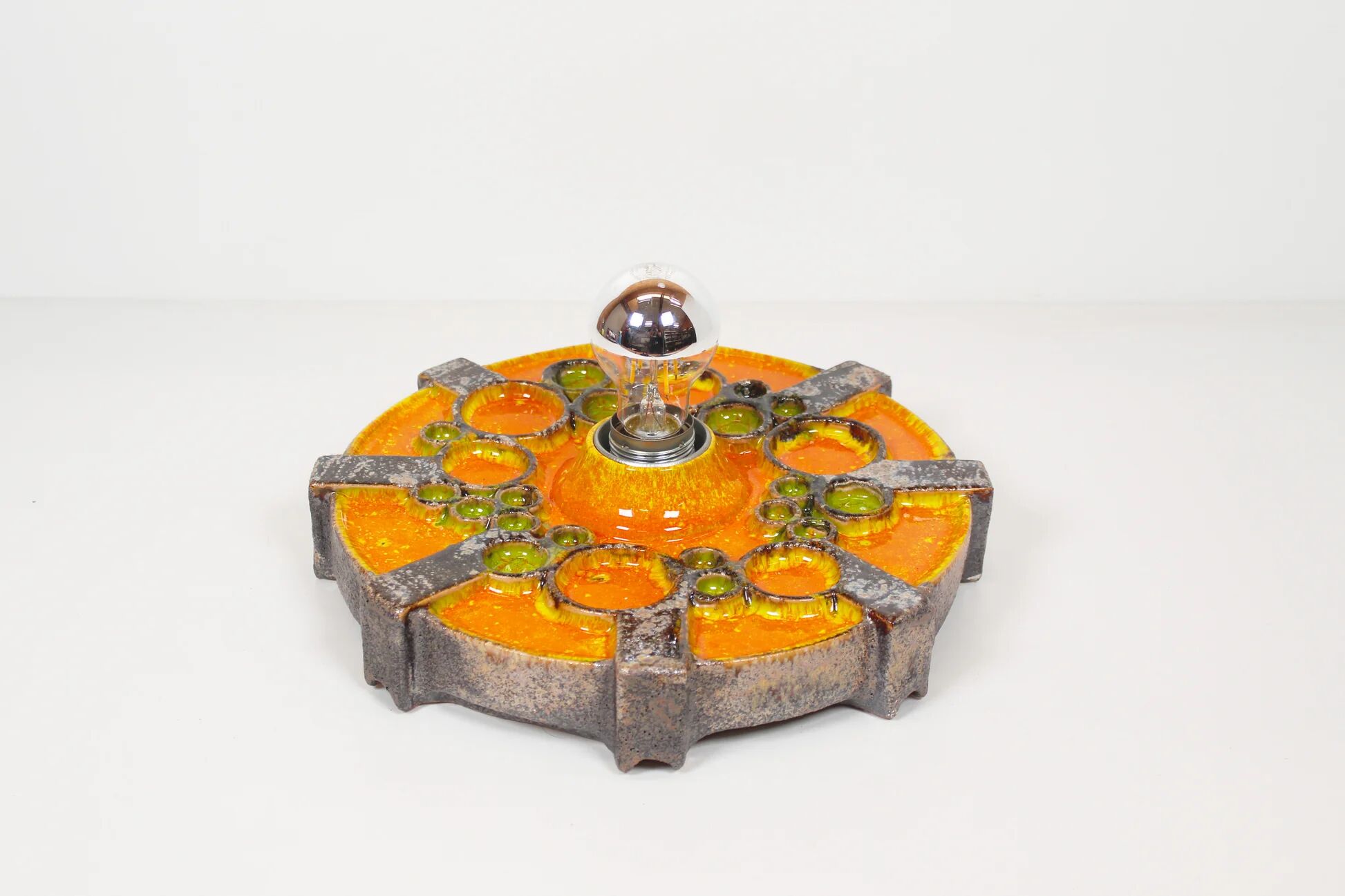 Vintage 1970s ceramic 'Fat Lava' style wall light by Hustadt Leuchten
