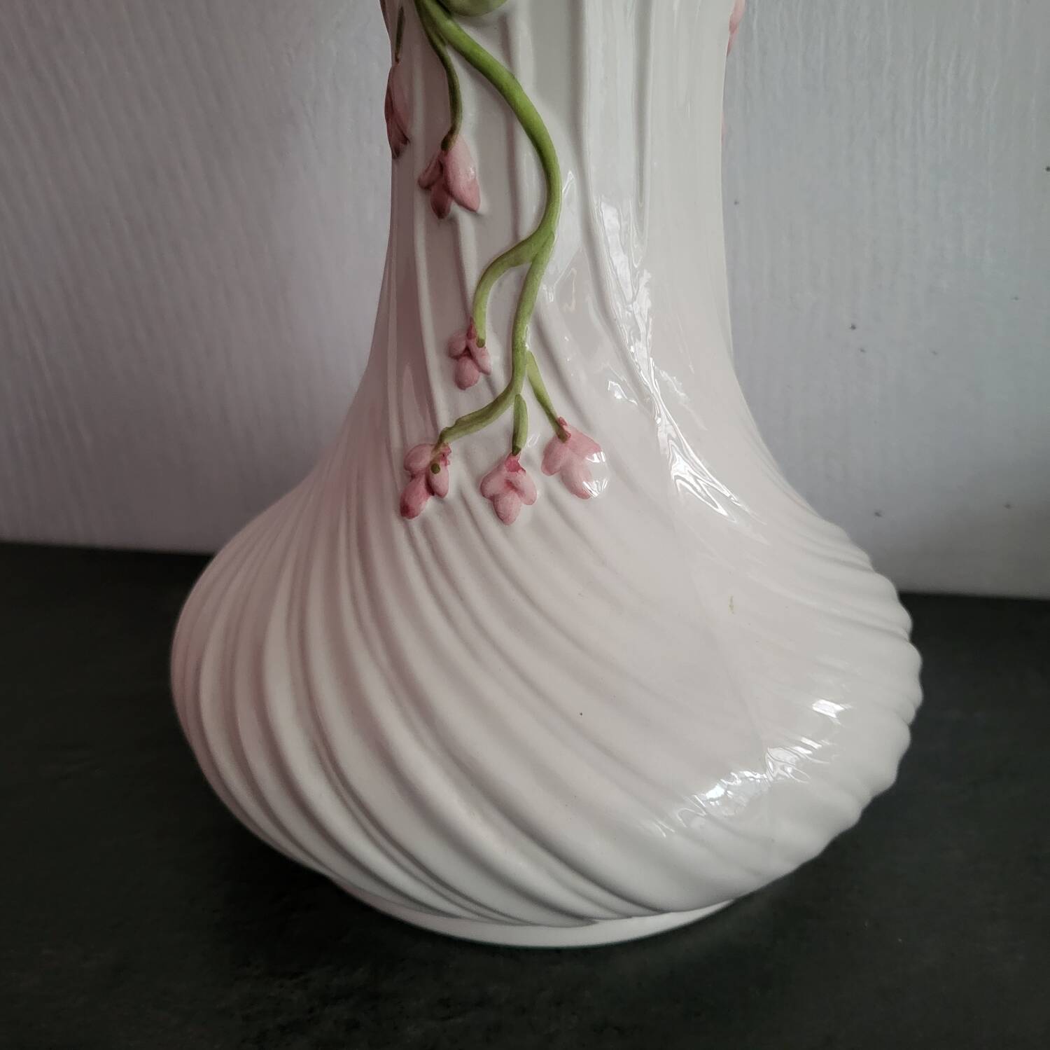 Vintage twisted barbotine vase