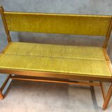 Banc hêtre et paille des années 70