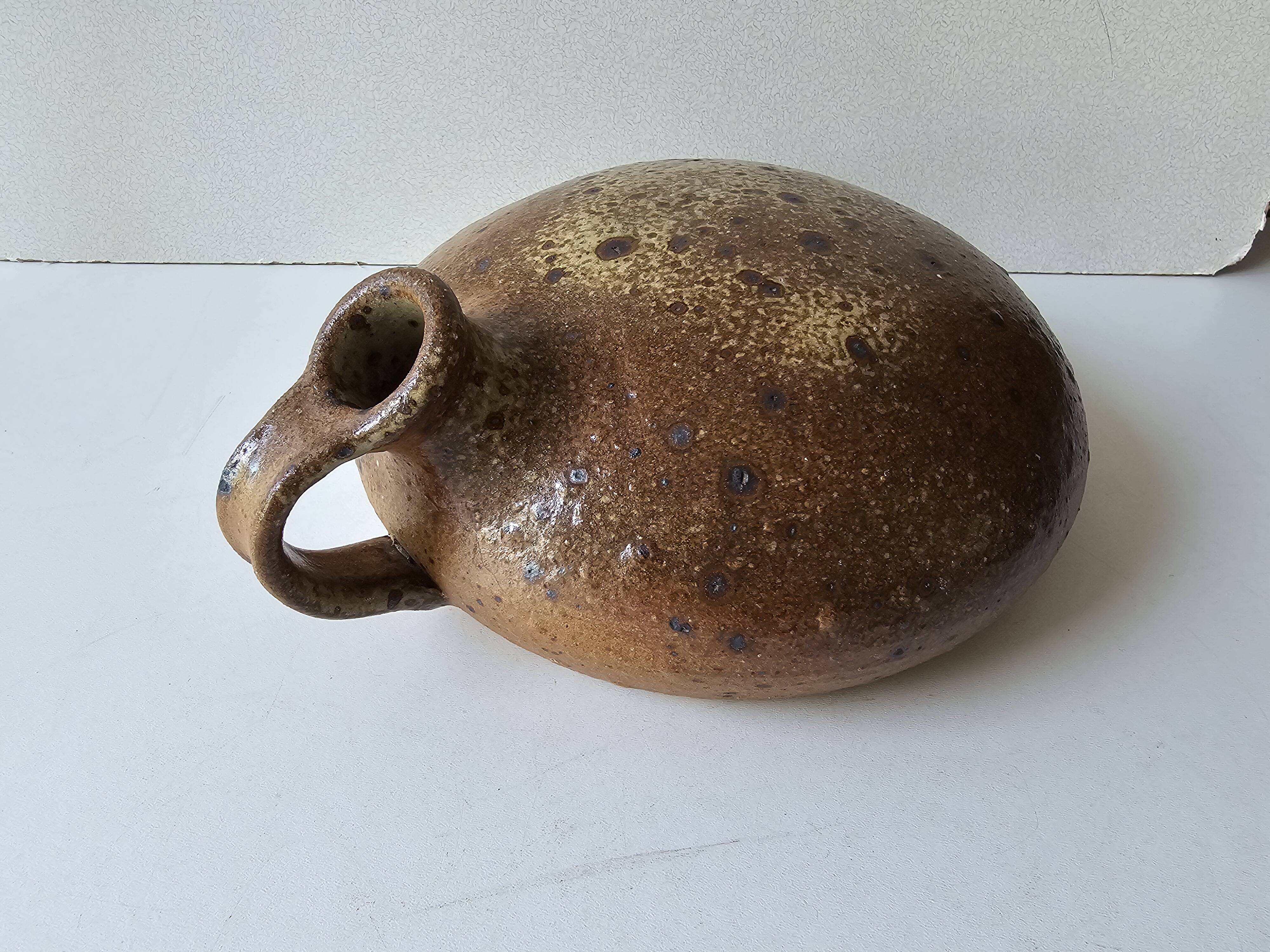 Antique stoneware bottle gourd signed Jacques Migeon LA BORNE (Cher)