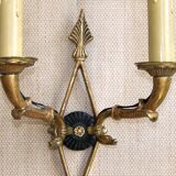 French antique bronze double Empire wall sconce with arrow and swan detail 4317.