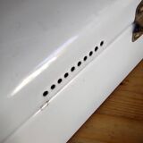 Vintage bread box - white enamel and brass - retro