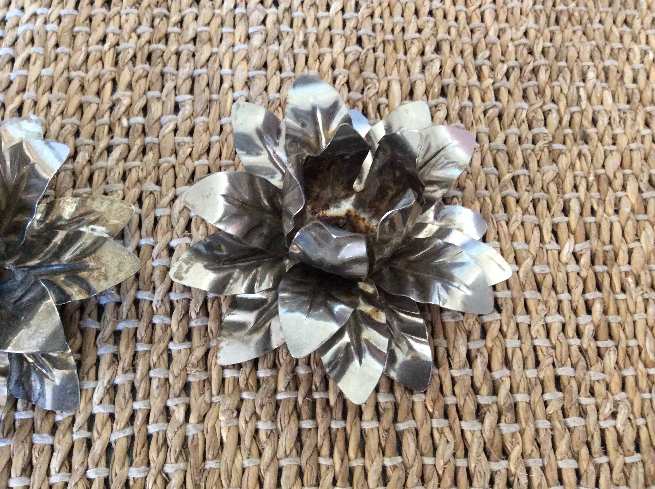 Metal flower candle holders