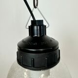 Industrial Bakelite Pendant Light with Frosted Glass, 1970s