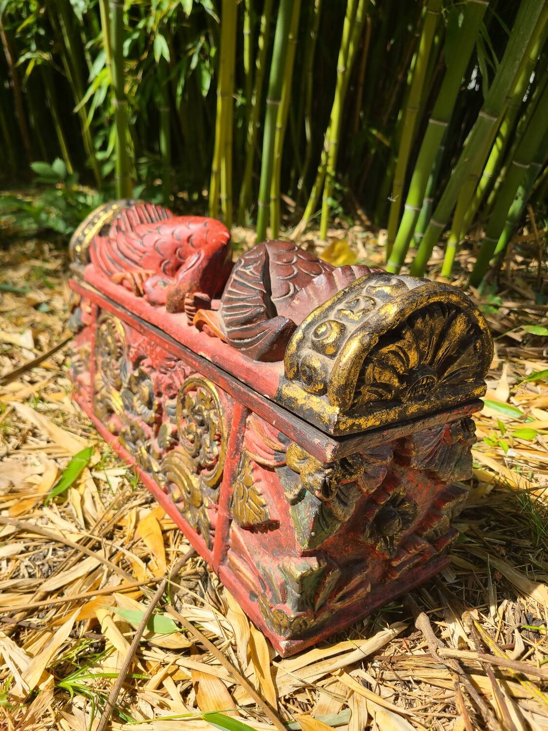 Balinese carved wooden box