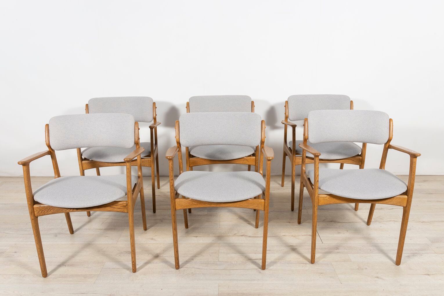 Oak Model 49 Dining Chairs by Erik Buch for Odense Maskinsnedkeri / O.D. Møbler, 1960s, Set of 6