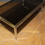 Coffee table with double trays in chrome and gold around 1970