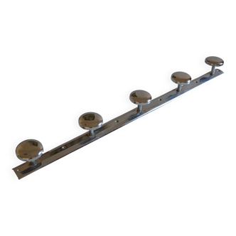 Vintage 80's chrome metal 5-hook wall coat rack