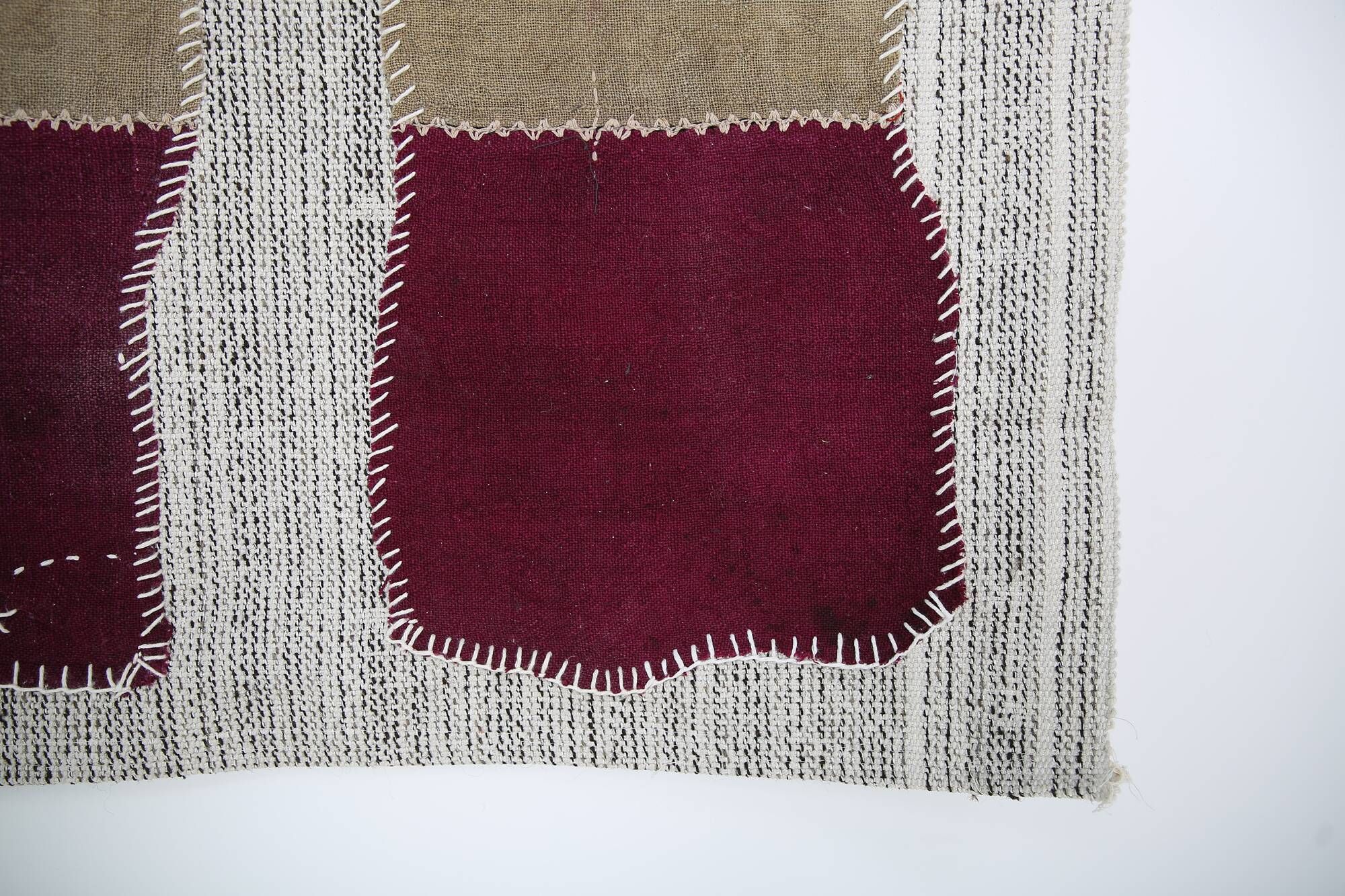 Wine Color Vintage Textile Wall Hanging, Handwoven Tapestry, 106x116 Cm