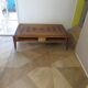 Large coffee table - cherry finish - solid wood - butterfly motifs