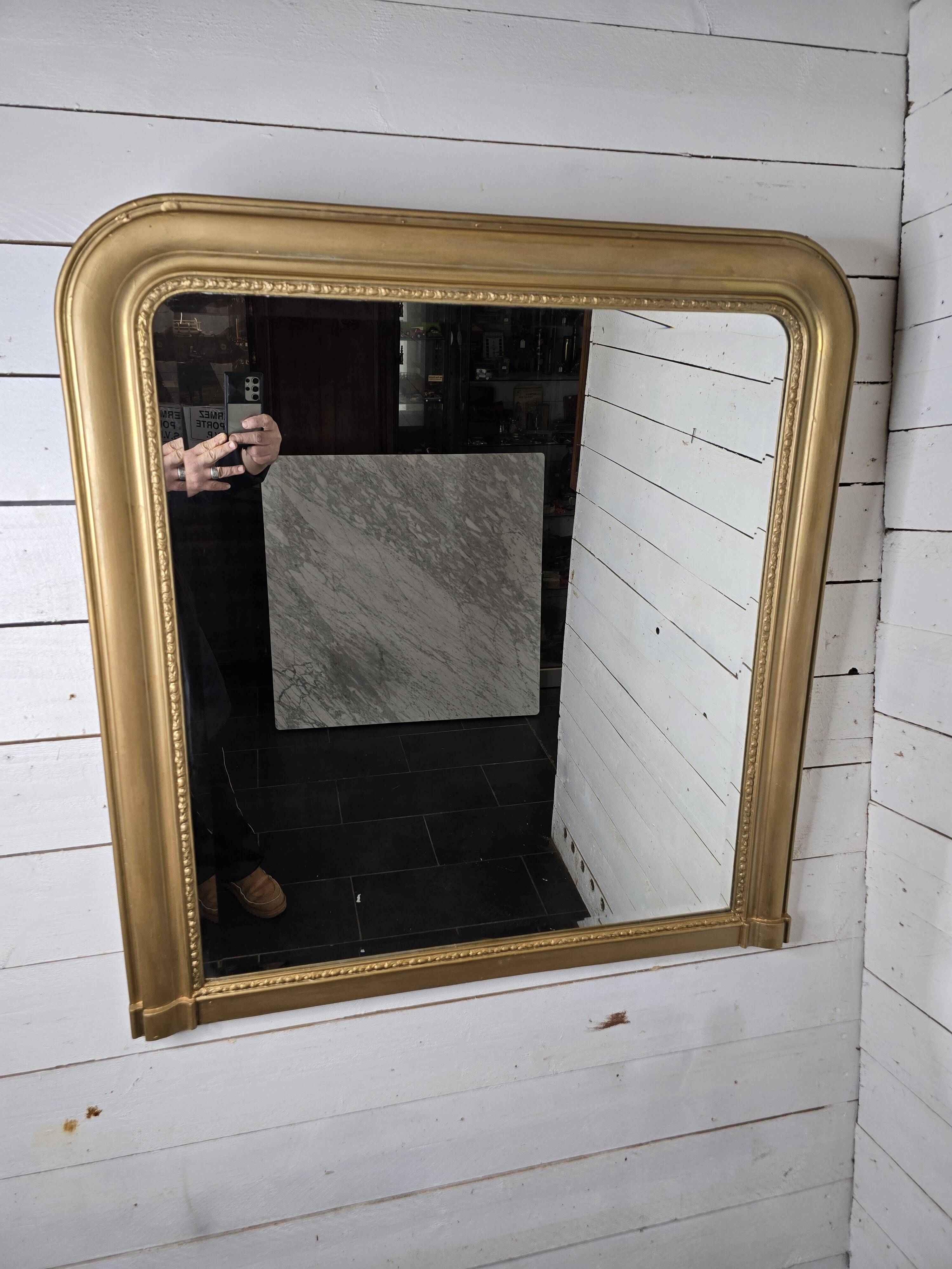 Old Louis Philippe style gilded mirror beveled mirror