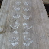 Lot de 10 verres en cristal gravé dépoli XIXe