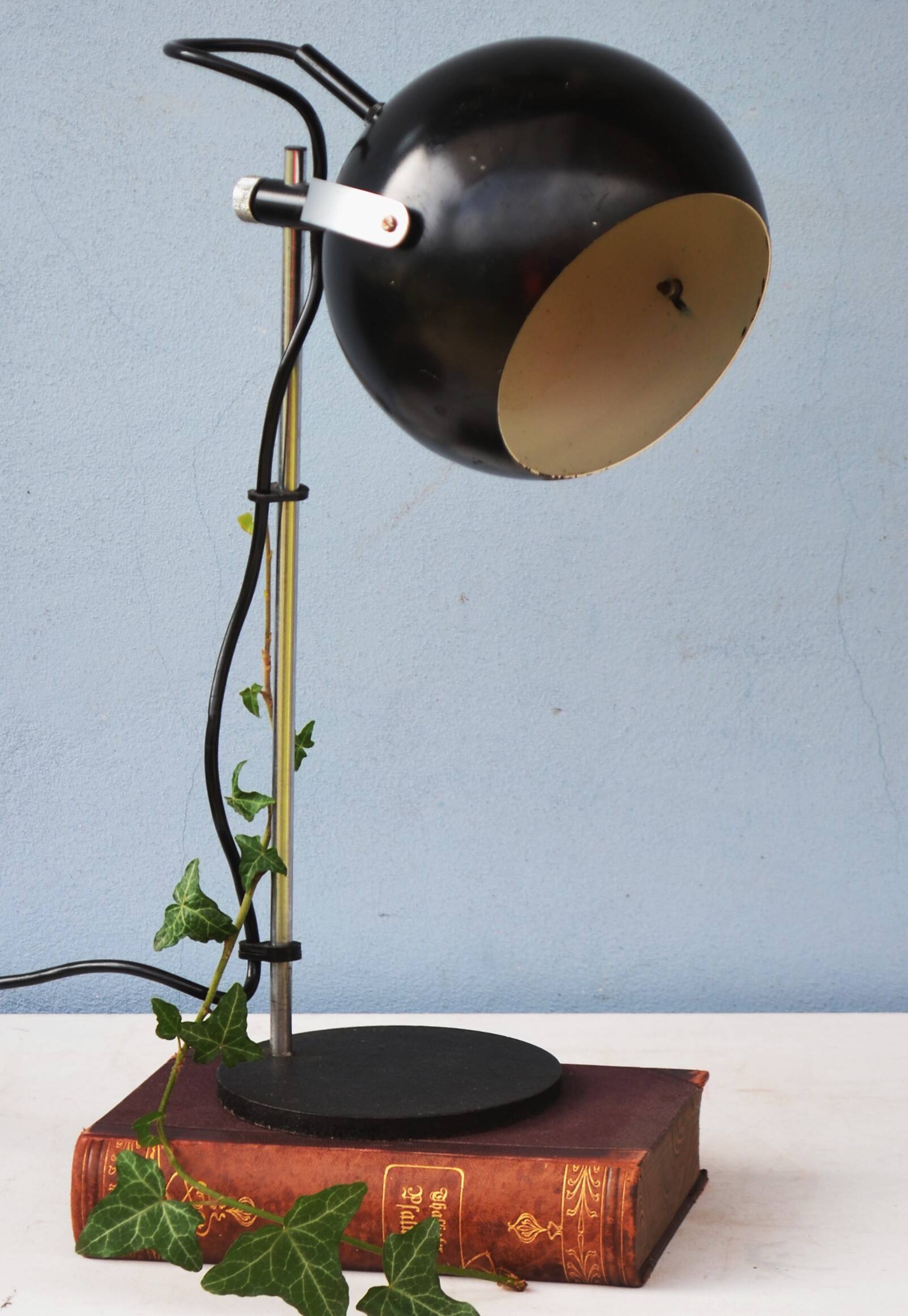 Mid Century Lamp Halo Leuchte Ball Eye - Space Age Black  - Germany Made