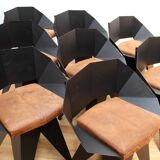 Set of 8 Knight Steel chairs, Gie El