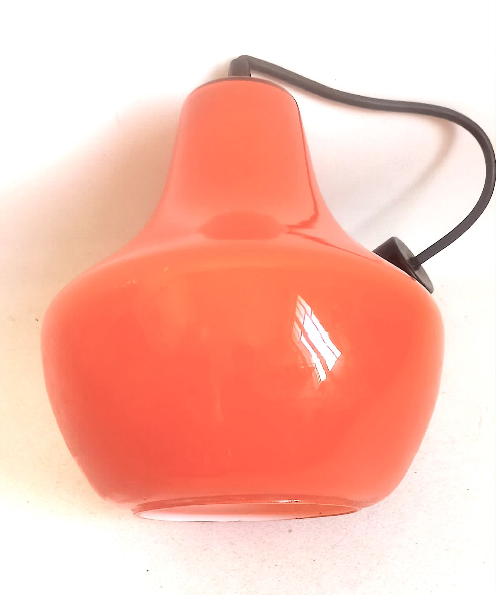 Opaline orange suspension Peill & Putzler 1970s Diameter 23.5 cm