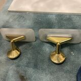 Appliques en verre satiné en laiton, années 1980, ensemble de 2
