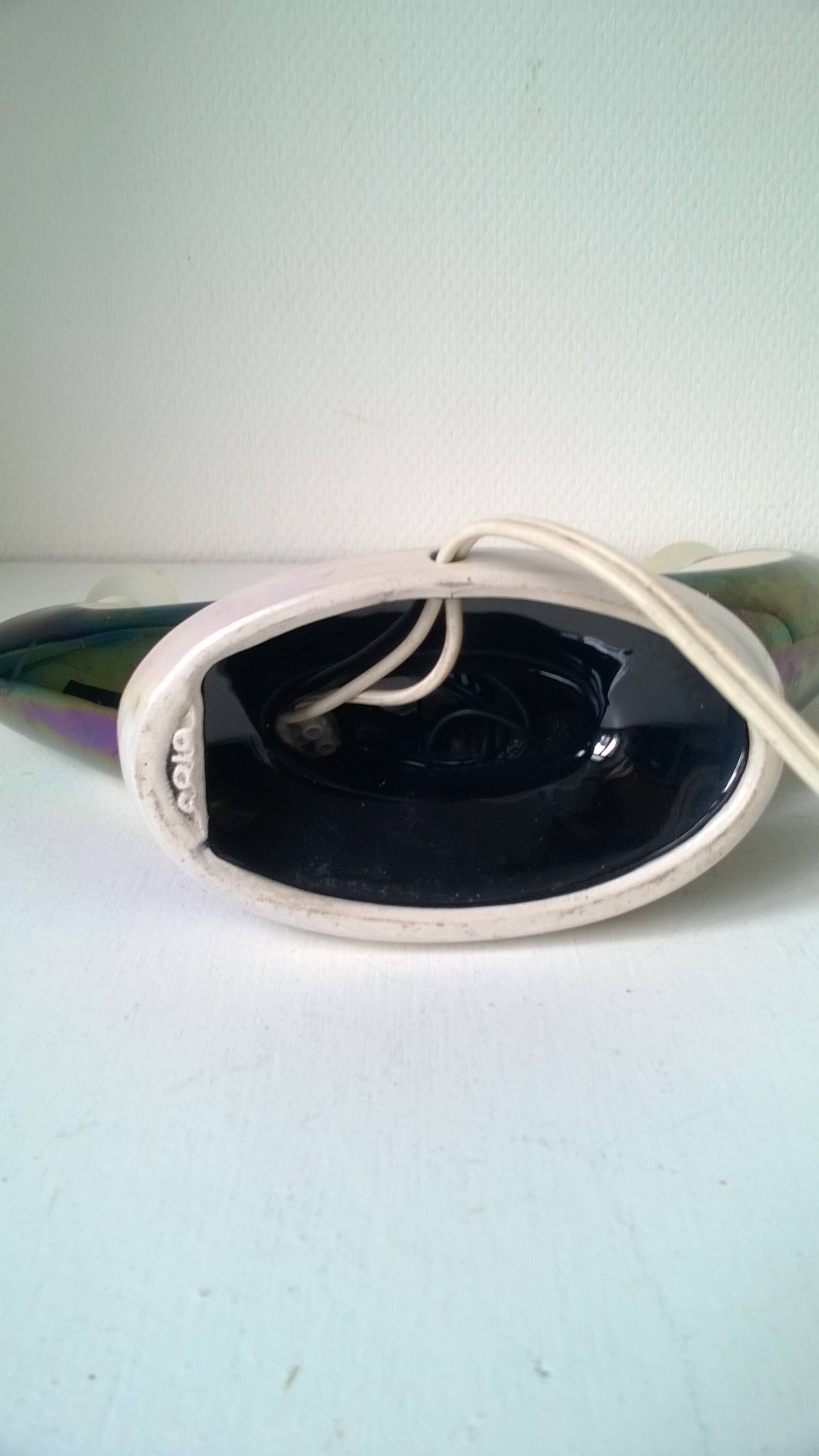 Iridescent ceramic lamp by Verceram France c.1960