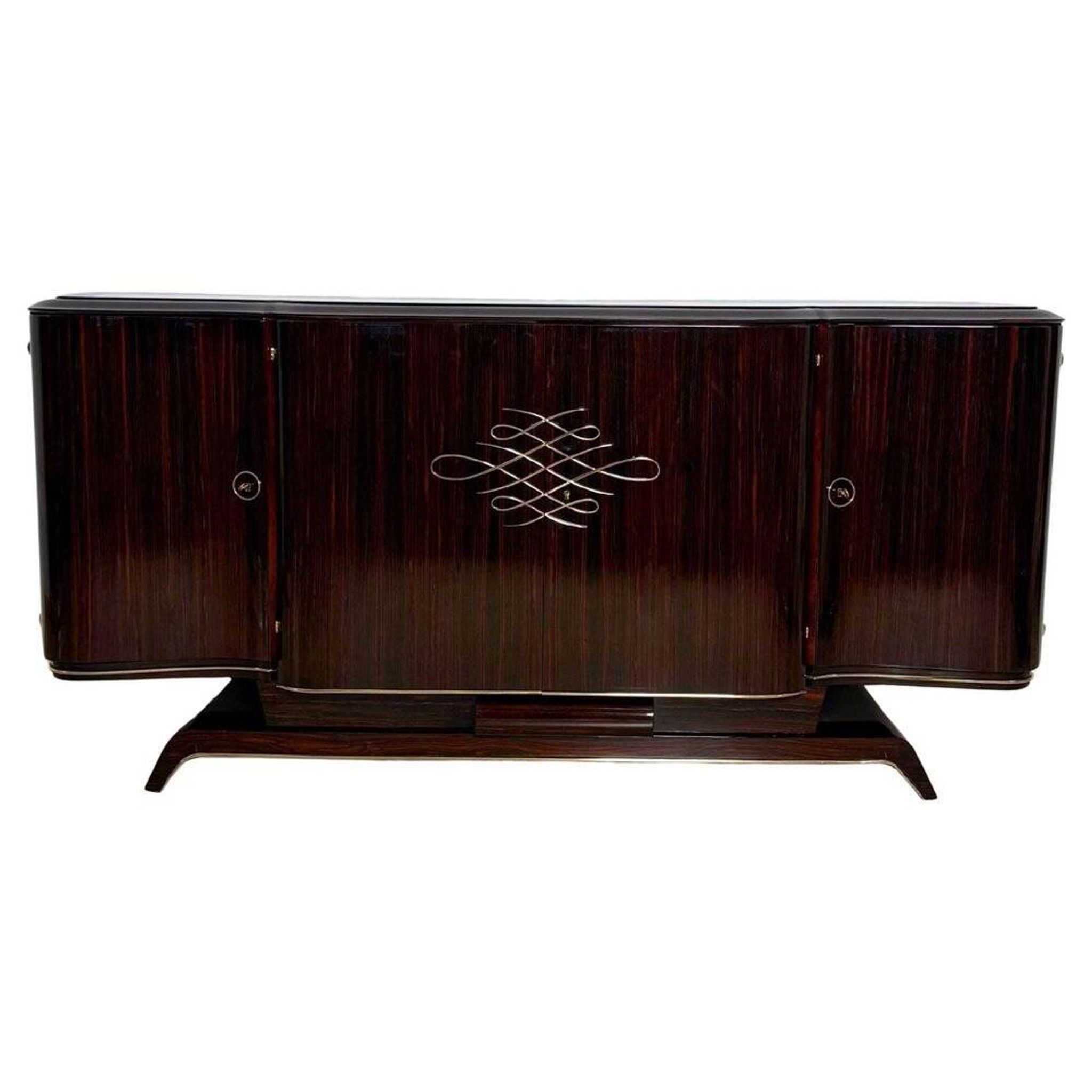 Art Deco Sideboard in Macassar Ebony and Brass, Paris, 1930s