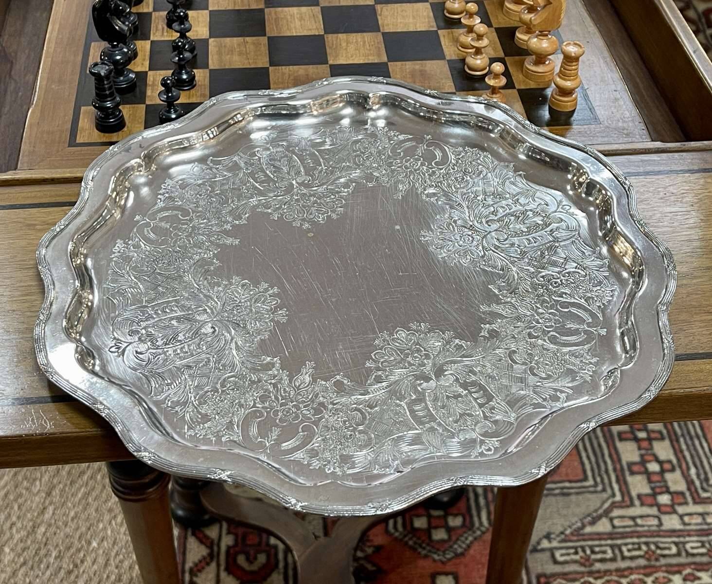 Silver metal tray