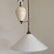 Vintage French Rise & Fall Counterbalance Ceiling Light Opaline Glass Shade