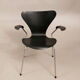 Black lacquered wooden chair by Arne Jacobsen for Fritz Hansen year 50 model SJUAN